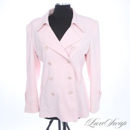 NEAR MINT AND SPRING READY HALSTON PALE ROSE PINK DRAPED GABARDINE CREPE DOUBLE BREASTED JACKET 8
