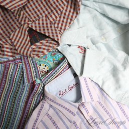 LOT OF 4 WILD PRINTED EXPENSIVE MENS ROBERT GRAHAM PRINTED BUTTON DOWN SHIRTS M/L