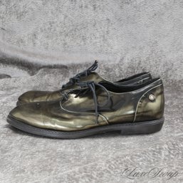 #12 HOW COOL ARE THESE! DIESEL METALLIC WASH BLACK ANTHRACITE MEDALLION TOE OXFORD SHOES 39