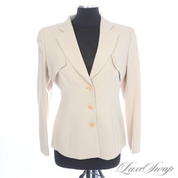 A GORGEOUS AND PERFECTLY FITTING GIORGIO ARMANI MADE IN ITALY BISQUE DRAPED CREPE WOOL JACKET 8