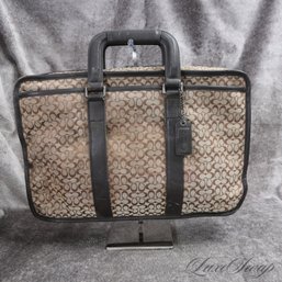 AUTHENTIC AND GREAT COACH A1373 BROWN JACQUARD ALLOVER MONOGRAM CANVAS AND LEATHER BRIEFCASE W/STRAP