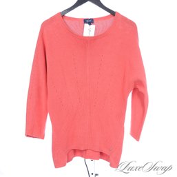 NEAR MINT AND FANTASTIC COLOR FACONNABLE PUMPKIN ORANGE BOATNECK HIGH LOW KNITTED SWEATER WOMENS L