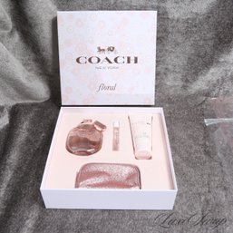 BRAND NEW IN BOX SEALED COACH 'FLORAL' PERFUME BOXED GIFT SET WITH 90ML EDP SPRAY,  3.3OZ LOTION AND MORE