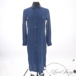 HAMPTONS PERFECT AND WILDLY EXPENSIVE RECENT POLO RALPH LAUREN PURE MULBERRY SILK ROYAL BLUE SHIRT DRESS 4