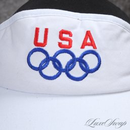 VINTAGE 1980S UNITED STATES OLYMPICS WHITE VISOR HAT OSF