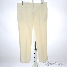 BOAT RIDE READY! EXPENSIVE $500 PLUS WOMENS LUCIANO BARBERA MADE IN ITALY OFF WHITE WIDE LEG POPLIN PANTS 46