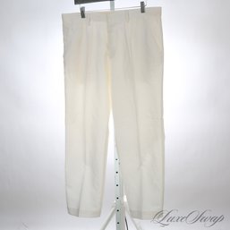 BOAT RIDE READY! AWESOME MENS BURBERRY LONDON MADE IN ITALY WHITE / OFF WHITE LINEN BLEND SUMMER PANTS 36