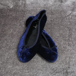 #2 BRAND NEW WITHOUT BOX FS/NY MADE IN SPAIN RICH SAPPHIRE BLUE VELVET DEBOSSED FLORAL BALLET FLAT SHOES 38.5