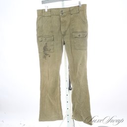 WOW : REAL VINTAGE LEVIS LEVI STRAUSS 'BIG E' OLIVE GREEN FADED TUMBLED PANTS NO TAGS FITS ABOUT MENS 36/38