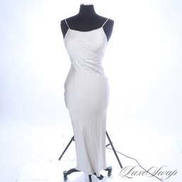 THIS. IS. FANTASTIC. NARCISCO RODRIGUEZ MADE IN ITALY 100 PERCENT SILK PLATINUM SILVER OPEN BACK GOWN DRESS 8