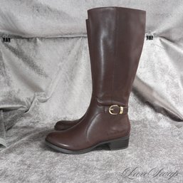 NEAR MINT MAYBE 1X WORN FRANCO SARTO OXFORD BROWN 'CECILY' ANKLE BUCKLE TALL BOOTS 10
