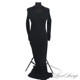WOWWWWW ENZA COSTA HAND MADE IN CALIFORNIA CASHMERE BLEND FLOOR LENGTH THIN KNIT FLOOR LENGTH DRESS L