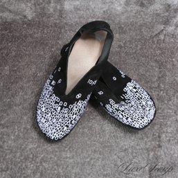 #11 THESE HAVE A CULT FOLLOWING! CAMPER BLACK SUEDE Y2K TECHY WHITE EMBROIDERED 'TWINS' FLAT SHOES 39 / 9