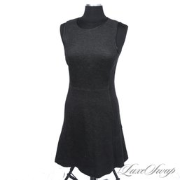 RECENT, NEAR MINT AND CHILLY DAY PERFECT THEORY DARK CHARCOAL STRETCH KNIT MARLED UNLINED DRESS 10