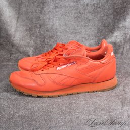 #17 SUCH A COLOR! ICONIC REEBOK ALL ORANGE CLASSIC LOW SNEAKERS MENS 10.5