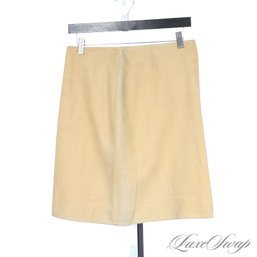 #388 BRAND NEW WITH TAGS LATINI  / MARIA VITTORIA FIRENZE LIGHT ECRU BEIGE TEXTURED SUEDED LEATHER SKIRT 48 EU