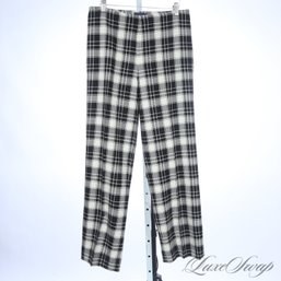 ADORE THESE : J.MCLAUGHLIN MADE IN USA BLACK AND WHITE TARTAN PLAID WOOL CHALLIS FLANNEL PANTS 10
