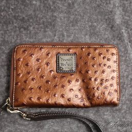 #7 BRAND NEW WITHOUT TAGS DOONEY AND BOURKE COPPER RUST METALLIC FINISH OSTRICH PRINT ZIP CLUTCH WALLET