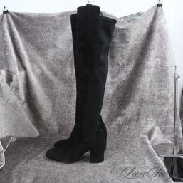 #31 NEAR MINT AND SUPER EXTRAVAGANT STUART WEITZMAN OVER THE KNEE BLACK SUEDE AND STRETCH BOOTS 10