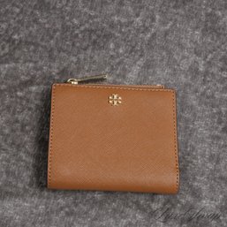 #14 BRAND NEW WITHOUT TAGS TORY BURCH CARAMEL BROWN SAFFIANO LEATHER SMALL WALLET