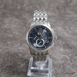 #3 A VERY NICE LARGE SIZE MENS CITIZEN WATCH IN STAINLESS STEEL WITH STAINLESS BAND AND BLUE DIAL