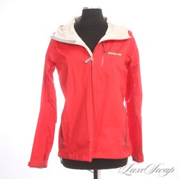 NEAR MINT PATAGONIA WOMENS 84505 'TORRENT SHELL' CHERRY RED WATERPROOF HOODED LIGHT JACKET M