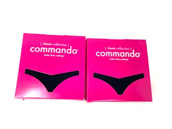 #9 WOMENS EXPENSIVE LOT OF 2 COMMANDO BLACK THONGS SIZE L/XL