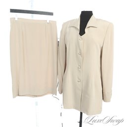 THE FEEL OF PURE SILK! FANTASTIC PSI PALE BEIGE 100 PERCENT SILK LIGHTWEIGHT ELEGANT SKIRT SUIT 12