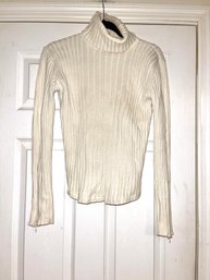 FALL CLASSIC! WOMENS CALVIN KLEIN JEANS PURE COTTON IVORY HEAVY TURTLENECK SWEATER SIZE S