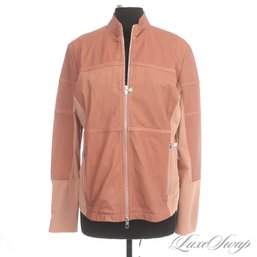 BRAND NEW WITHOUT TAGS ANATOMIE MODERN TERRACOTTA BRICK MESH PERFORATED NAPPA LEATHER ZIP JACKET L