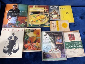 LOT OF 9 COOKING AND FOOD RELATED BOOKS INCLUDING MOROCCAN AND SUMMER THEMES