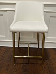 NEAR MINT AND SUPER CHIC IVORY GOLD-TONE HANDLE BACK PLEATHER CHAIR