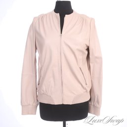 BRAND NEW WITH $1095 TAGS HALSTON AT NEIMAN MARCUS PETAL NAPPA LEATHER RUCHED ZIP BOMBER JACKET 8