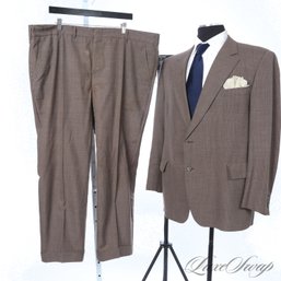 BIG GUYS VINTAGE 1960S MENS HART SCHAFFNER MARX COFFEE BROWN PINSTRIPE SUIT 50 R US