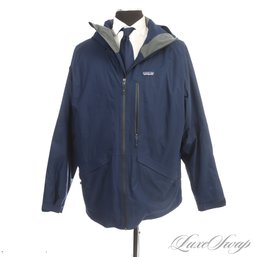 EXCELLENT CONDITION PATAGONIA 31080 'SNOWSHOT' MENS MARINE BLUE PADDED INSULATED HOODED COAT XL