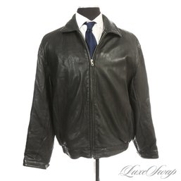 BUTTERY SOFT MENS ANDREW MARC BLACK NAPPA LEATHER QUILTED LINER ZIP JACKET L