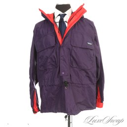 NEO VINTAGE 2006 MENS PATAGONIA PURPLE / RED COLORBLOCK MESH LINED HOODED ZIP JACKET FITS ABOUT XL