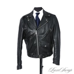 MEGA HEAVYWEIGHT AND HIGH QUALITY VINTAGE MENS OPEN ROAD BLACK LEATHER MOTORCYCLE JACKET 42