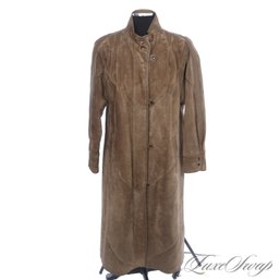 FANTASTIC AND DRAMATIC VINTAGE STADICK MODELL FULL SUEDE AND LEATHER PORCVELOUR FLOOR LENGTH COAT 8