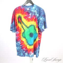 WHERES MY DEAD HEADS? OG VINTAGE CASTLE MADE IN USA RAINBOW SWIRL GUITAR SINGLE STITCH TIE DYE TEE SHIRT XL