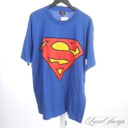 ORIGINAL VINTAGE 1980S CHANGES MADE IN USA TAG ROYAL BLUE SUPERMAN LOGO SINGLE STITCH TEE SHIRT XL