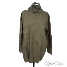 BRAND NEW WITHOUT TAGS ROAMANS ARMY GREEN POPLIN TWILL HOODED 2 POCKET SHIRT JACKET 22 W