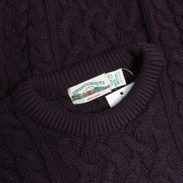 RARE COLOR FOR THESE! MENS ARANCRAFTS MADE IN IRELAND ARAN IRISH FISHERMAN CABLEKNIT SWEATER S