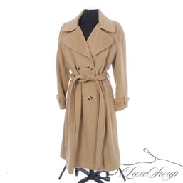 ULTIMATELY TIMELESS : VINTAGE 1960S/70S ANONYMOUS WOMENS CAMEL FLANNEL UNSTRUCTURED BELTED LONG COAT