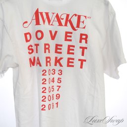 HYPED STREETWEAR : AWAKE NEW YORK WHITE TEE SHIRT WITH UNUSUAL ANIMAL CREATURE WITH HORNS L