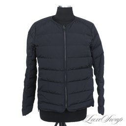 NEAR MINT AND SUPER EXPENSIVE LULULEMON BLACK DOWN FILLED PADDED QUILTED COLLARLESS JACKET COAT FITS ABOUT M/L