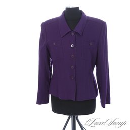 THIS COLOR! WOMENS KASPER AMETHYST PURPLE TEXTURED ONE POCKET BLAZER JACKET 14 P