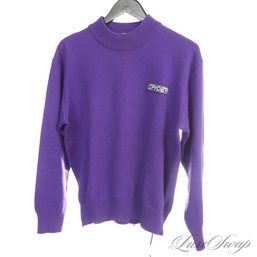 FANTASTIC COLOR! VINTAGE 1980S 1990S MENS SPYDER ROYAL AMETHYST PURPLE MOCKNECK KNITTED SWEATER M