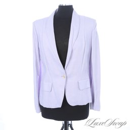 SPRING PERFECT! VINTAGE AND AWESOME ANONYMOUS PALE LILAC SHANTUNG SLUBBY BLAZER JACKET