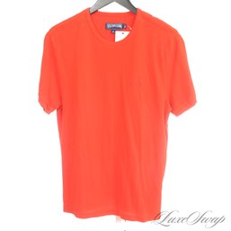 EXPENSIVE AT THE AMERICANA! MENS VILEBREQUIN APEROL SPRITZ ORANGE PIQUE CREWNECK TEE SHIRT WITH TURTLE LOGO XL